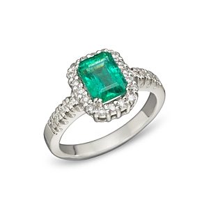 Emerald and Diamond Ring in 14K White Gold - 100% Exclusive- 709269