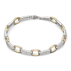 Pave Diamond Link Bracelet in 14K White and Yellow Gold, 0.75 ct. t.w.- 869186