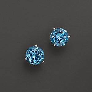 Blue Topaz Round Earrings in 14K White Gold - 100% Exclusive- 896122