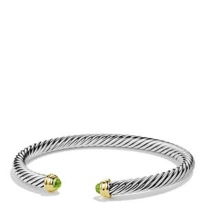 David Yurman Cable Classics Bracelet with Peridot and 14K Gold, 5mm- 923752