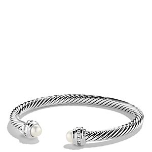 David Yurman Cable Classics Bracelet with Cultured Freshwater Pearl & Diamonds- 923764