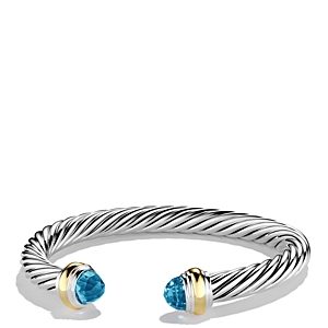 David Yurman Cable Classics Bracelet with Blue Topaz and 14K Yellow Gold- 923767