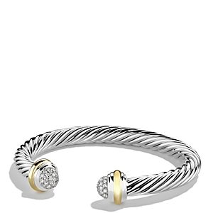 David Yurman Cable Classics Bracelet with Diamonds and Gold- 923788