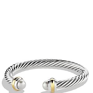 David Yurman Cable Classics Bracelet with Cultured Freshwater Pearls and 14K Yellow Gold- 923772