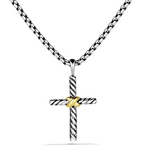David Yurman Petite X Cross Necklace with 14K Gold, 16- 933023