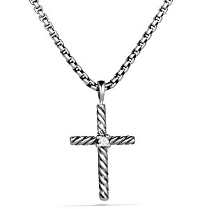 David Yurman Cable Classics Cross Necklace with Diamond- 924615