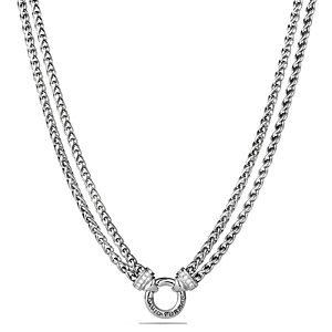 David Yurman Double Wheat Chain Necklace with Diamonds, 18- 940500