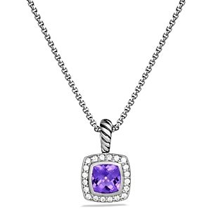 David Yurman Petite Albion Pendant with Amethyst and Diamonds on Chain- 924620