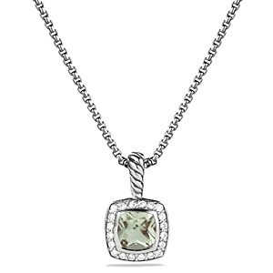 David Yurman Petite Albion Pendant with Prasiolite and Diamonds on Chain- 924628