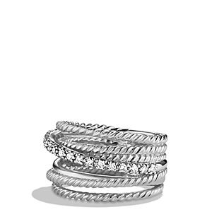 David Yurman Crossover Wide Ring with Diamonds- 923126