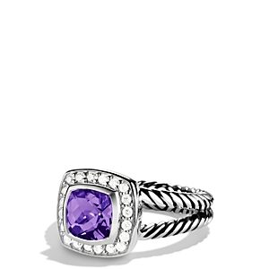 David Yurman Petite Albion Ring with Amethyst & Diamonds- 923201
