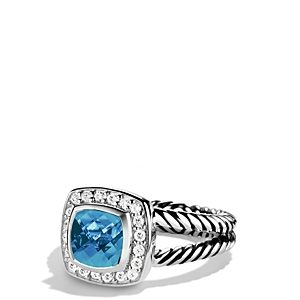 David Yurman Petite Albion Ring with Blue Topaz & Diamonds- 923203