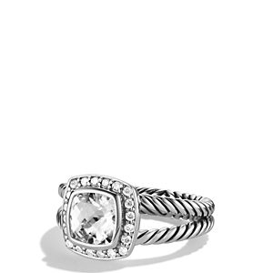 David Yurman Petite Albion Ring with White Topaz & Diamonds- 923215