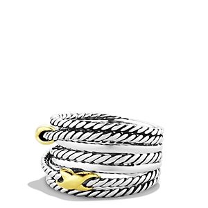 David Yurman Double X Crossover Ring with 18K Gold- 923011