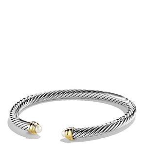 David Yurman Cable Classics Bracelet with Cultured Freshwater Pearls and 14K Gold, 5mm- 940605