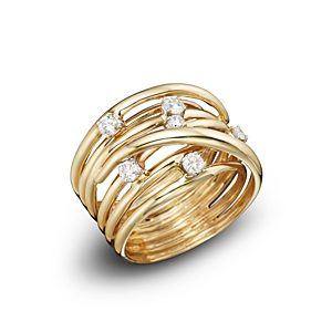 Diamond Station Crossover Band in 14K Yellow Gold, .35 ct. t.w. - 100% Exclusive- 1019360