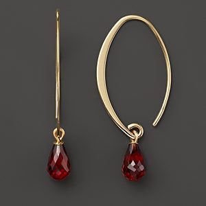14K Yellow Gold Simple Sweep Earrings with Garnet - 100% Exclusive- 1049851
