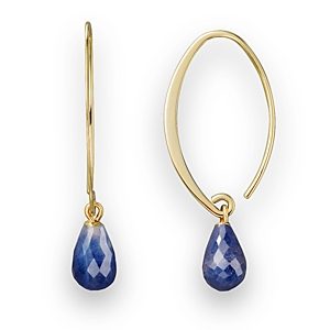 14K Yellow Gold Simple Sweep Earrings with Sapphire - 100% Exclusive- 1049853