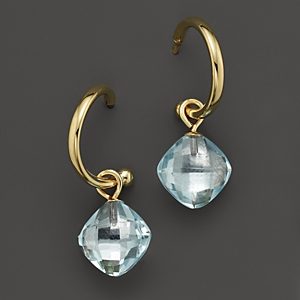 Blue Topaz Small Hoop Earrings in 14K Yellow Gold - 100% Exclusive- 1049866