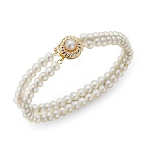 Cultured Freshwater Pearl Two Row Bracelet in 14K Yellow Gold- 1100667