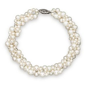 Cultured Freshwater Pearl Woven Bracelet in 14K White Gold, 3mm- 1100669