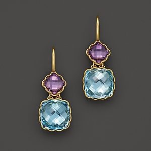 Amethyst and Blue Topaz Drop Earrings in 14K Yellow Gold - 100% Exclusive- 1119839
