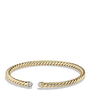 David Yurman Precious Cable Cablespira Bracelet with Diamonds in Gold- 1155542