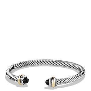 David Yurman Cable Classic Bracelet with Black Onyx and 14K Gold, 5mm- 1195711