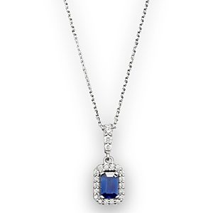 Blue Sapphire and Diamond Pendant Necklace in 14K White Gold, 16 - 100% Exclusive- 1249988