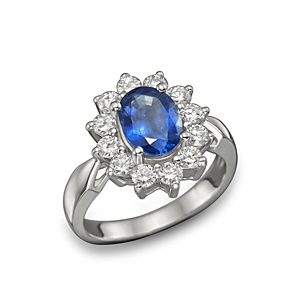 Blue Sapphire and Diamond Statement Ring in 14K White Gold - 100% Exclusive- 1298612