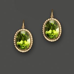 14K Yellow Gold Bezel Set Medium Drop Earrings with Peridot - 100% Exclusive- 1049859