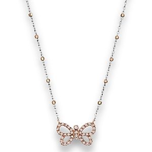 Diamond Butterfly Pendant Necklace in 14K Rose and White Gold, .14 ct. t.w. - 100% Exclusive- 1332514