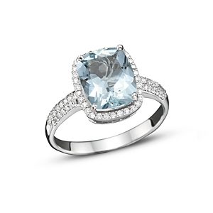 Aquamarine and Diamond Ring in 14K White Gold - 100% Exclusive- 1346203