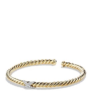 David Yurman X Bracelet with Diamonds in 18K Gold- 1366397