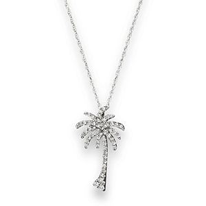Diamond Palm Tree Pendant Necklace in 14K White Gold, .25 ct. t.w. - 100% Exclusive- 1384613