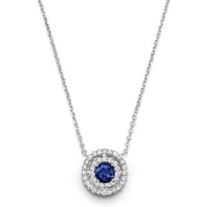 Blue Sapphire and Diamond Pendant Necklace in 14K White Gold, 16 - 100% Exclusive- 1407016