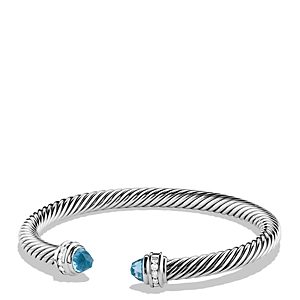 David Yurman Cable Classics Bracelet with Blue Topaz and Diamonds- 1482514