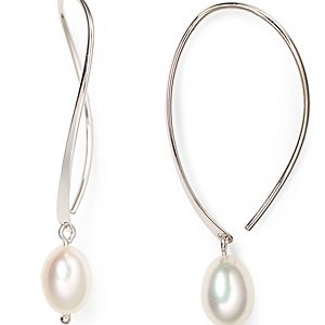 Sterling Silver and Cultured Freshwater Pearl Sweep Drop Earrings, 5mm - 100% Exclusive- 1527252