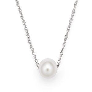 Cultured Freshwater Pearl Floating Pendant Necklace in 14K White Gold, 18- 1527486