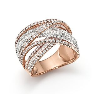 Diamond Crossover Ring in 14K White and Rose Gold, 2.60 ct. t.w. - 100% Exclusive- 1561576