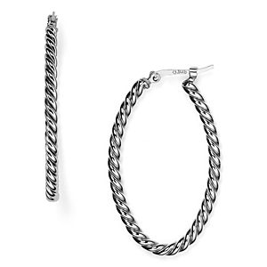 Sterling Silver Twisted Oval Hoop Earrings - 100% Exclusive- 1685651