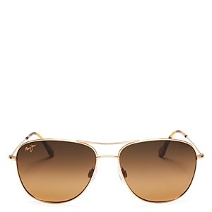 Maui Jim Cliff House Polarized Brow Bar Aviator Sunglasses, 59mm- 1690496