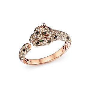 Diamond and Tsavorite Panther Ring in 14K Rose Gold- 1697943