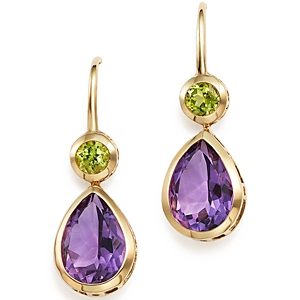 Amethyst and Peridot Drop Earrings in 14K Yellow Gold - 100% Exclusive- 1742155