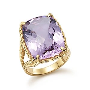 Lavender Amethyst Rectangular Statement Ring in 14K Yellow Gold - 100% Exclusive- 1784334