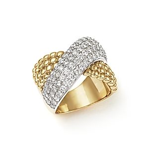 Diamond Crossover Ring in 14K Yellow and White Gold, 2.15 ct. t.w. - 100% Exclusive- 1784346