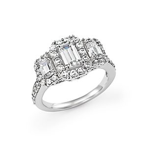 Emerald-Cut Diamond Three Stone Engagement Ring in 14K White Gold, 2.0 ct. t.w. - 100% Exclusive- 1814953