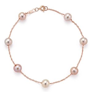 Cultured Pink Freshwater Pearl Tin Cup Bracelet in 14K Rose Gold, 5.5mm- 1839680