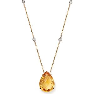 Citrine Teardrop Pendant and Diamond Necklace in 14K White and Yellow Gold, 16 - 100% Exclusive- 1802796