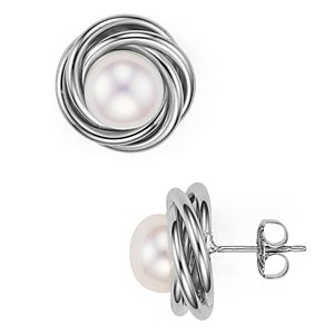 Bloomingdale's Sterling Silver and Cultured Freshwater Pearl Knot Stud Earrings - 100% Exclusive- 1511152